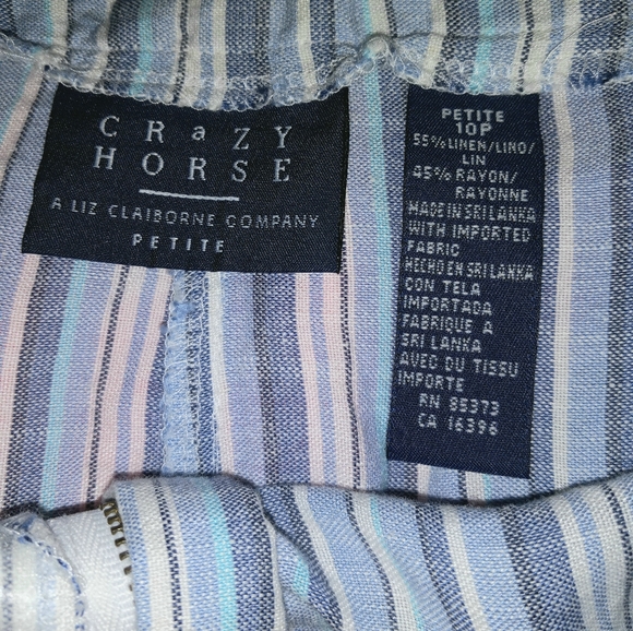 Crazy Horse linen blend striped beachy boho size 10P pants - Picture 3 of 6